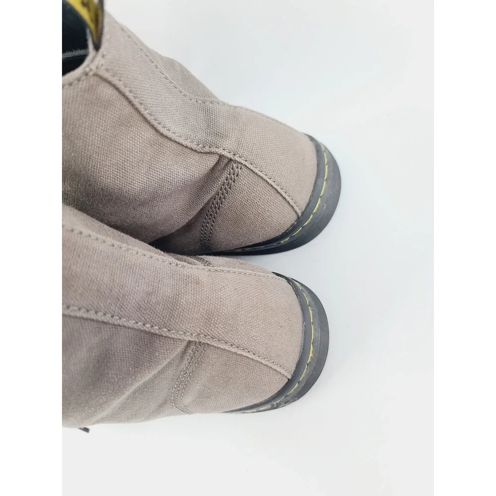 Dr. Martens, Round Toe Canvas Combat Boot / Ankle Boots Mens, Size 12 Taupe Gray